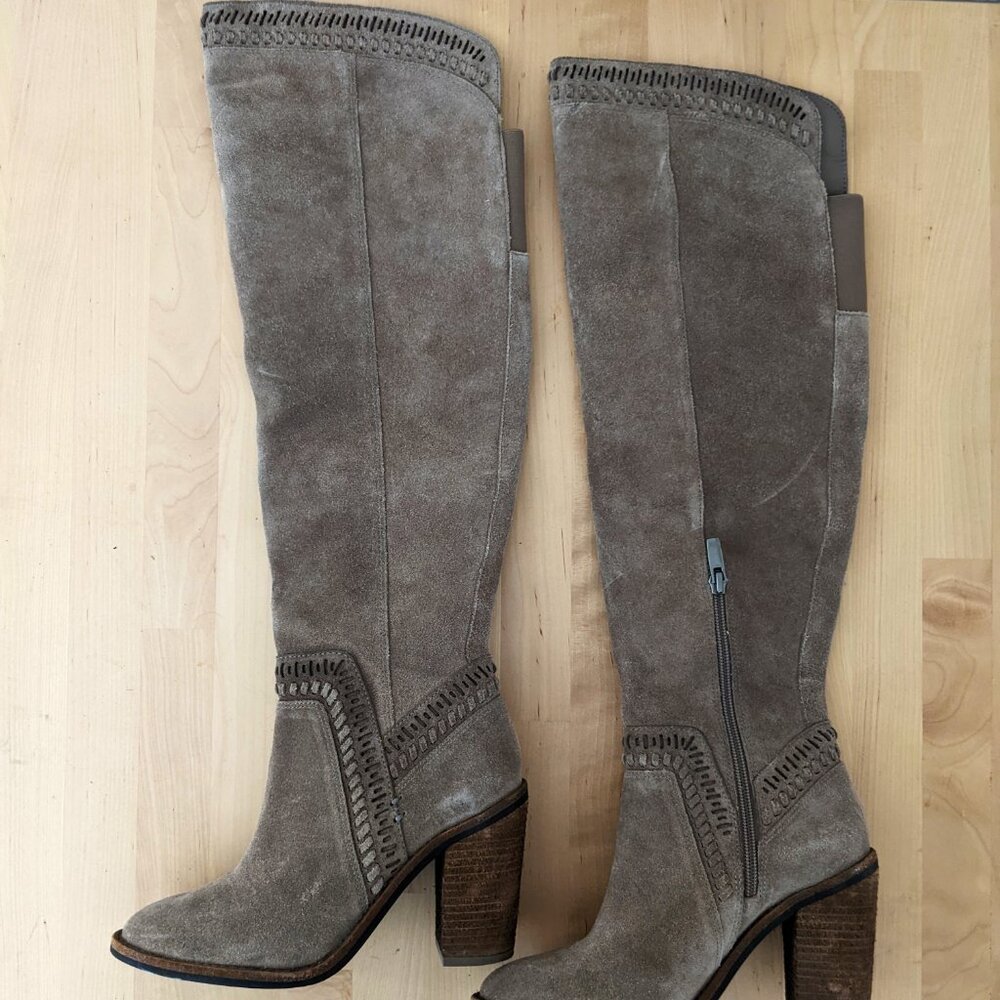 Vince Camuto Madolee Over The Knee Taupe Suede Leather Boots Women's Sz. 5.5 - Picture 6 of 9